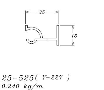 25-525 (Y-227) 144 KG POR BARRA 6,00 ML LINHA 25 ESQUADRIA DE ALUMINIO