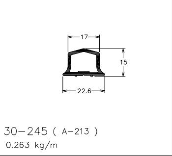 30-245  1.57 KG POR BARRA 6,00 ML LINHA 30  ESQUADRIA DE ALUMINIO
