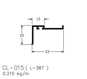 CL-015 1.26 KG POR BARRA 6,00 ML LINHA 30  ESQUADRIA DE ALUMINIO