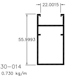 30-014  4.38 KG POR BARRA 6,00 ML LINHA 30  ESQUADRIA DE ALUMINIO