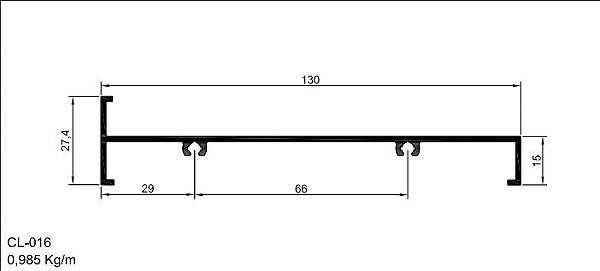 CL-016 5.91 KG POR BARRA 6,00 ML LINHA 42  ESQUADRIA DE ALUMINIO