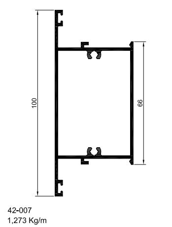 42-007 7.63 KG POR BARRA 6,00 ML LINHA 42  ESQUADRIA DE ALUMINIO