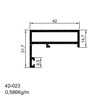 42-023 3.51 KG POR BARRA 6,00 ML LINHA 42  ESQUADRIA DE ALUMINIO
