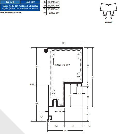 FA-328 8.25 KG POR BARRA 6,00 FACHADA ATLANTA  ESQUADRIA DE ALUMINIO