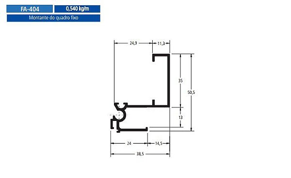 FA-404  3.24  KG POR BARRA 6,00 FACHADA ATLANTA  ESQUADRIA DE ALUMINIO
