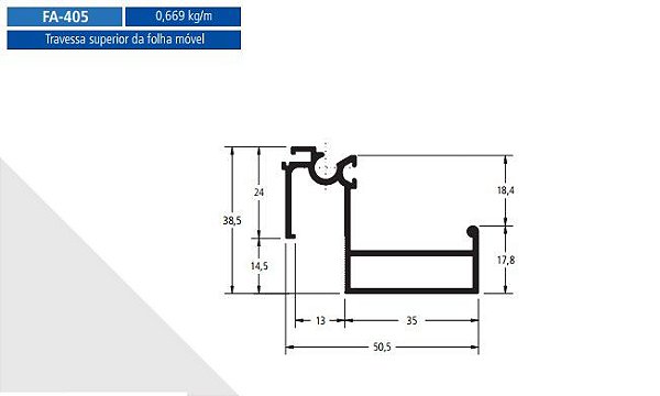 FA-405  4.01  KG POR BARRA 6,00 FACHADA ATLANTA  ESQUADRIA DE ALUMINIO