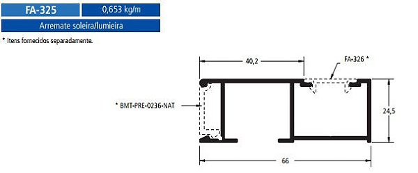 FA-325  3.91 KG POR BARRA 6,00  FACHADA ATLANTA ESQUADRIA DE ALUMINIO
