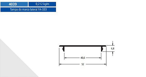 4039  1.27 KG POR BARRA 6,00  FACHADA ATLANTA ESQUADRIA DE ALUMINIO