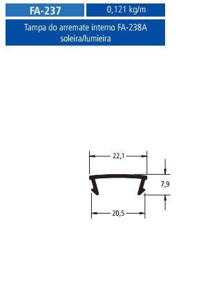 FA-237  0.726 KG POR BARRA 6,00  FACHADA ATLANTA ESQUADRIA DE ALUMINIO