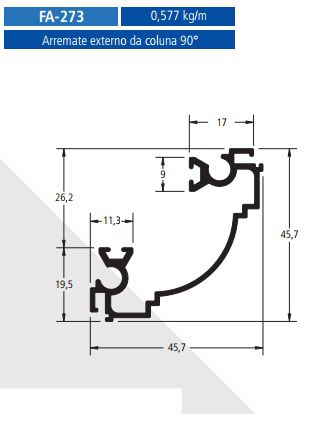 FA-273  3.46 KG POR BARRA 6,00  FACHADA ATLANTA ESQUADRIA DE ALUMINIO