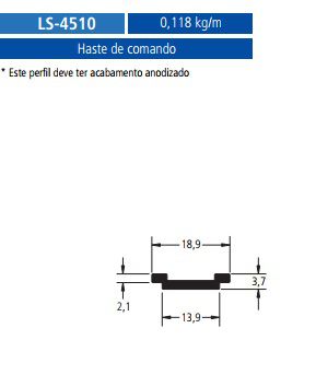 LS-4510  0.70 KG POR BARRA 6,00  FACHADA ATLANTA ESQUADRIA DE ALUMINIO