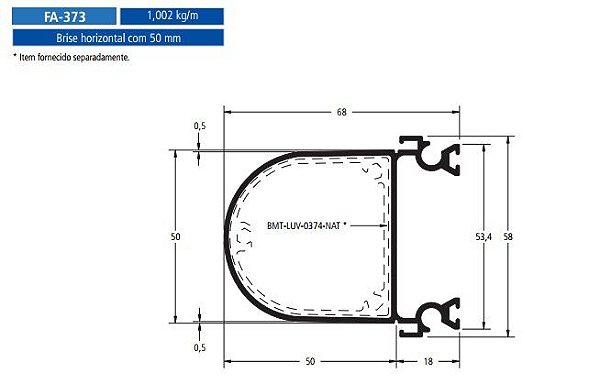 FA-373  6.01 KG POR BARRA 6,00  FACHADA ATLANTA ESQUADRIA DE ALUMINIO