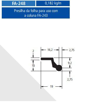 FA-48  1.09 KG POR BARRA 6,00  FACHADA ATLANTA ESQUADRIA DE ALUMINIO
