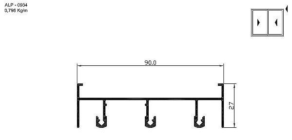 ALP-0930  4,77 KG POR BARRA 6,00 LINHA SP-20 ESQUADRIA DE ALUMINIO