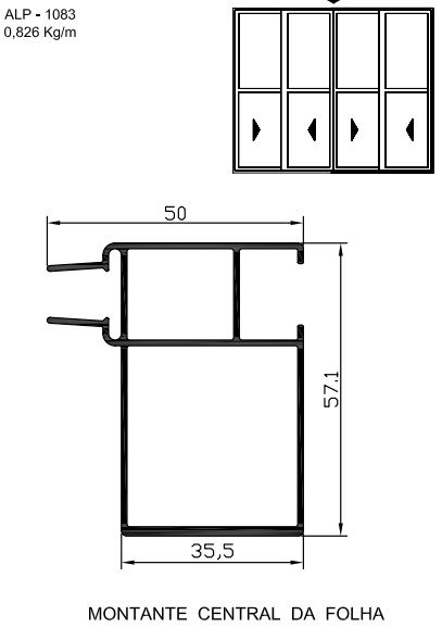 ALP-1083  4,95 KG POR BARRA 6,00 LINHA SP-20 ESQUADRIA DE ALUMINIO