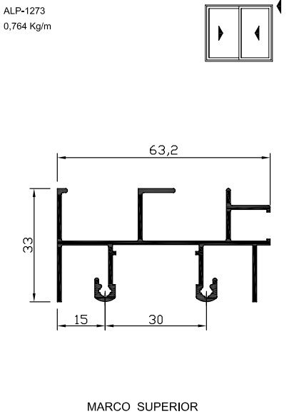 ALP-1273  4,58 KG POR BARRA 6,00 LINHA SP-20 ESQUADRIA DE ALUMINIO