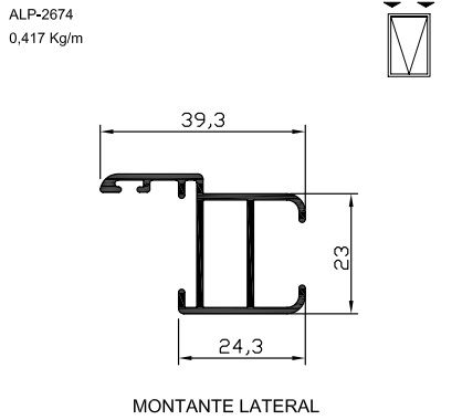 ALP-2674  2,50 KG POR BARRA 6,00 LINHA SP-20 ESQUADRIA DE ALUMINIO