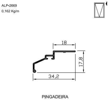 ALP-2669  0,97 KG POR BARRA 6,00 LINHA SP-20 ESQUADRIA DE ALUMINIO