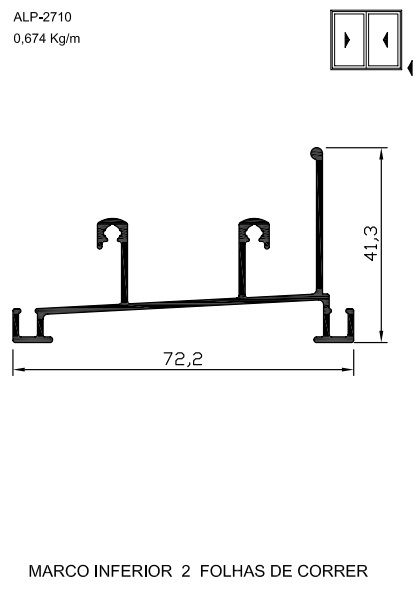 ALP-2710  4,04 KG POR BARRA 6,00 LINHA SP-20 ESQUADRIA DE ALUMINIO