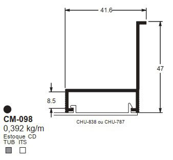 CM-098 2.35 KG POR BARRA 6,00 ML LINHA CONTRAMARCO ESQUADRIA DE ALUMINIO