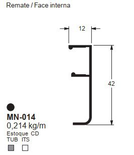 MN-014 1.28 KG POR BARRA 6,00 ML LINHA LS 25 A 90º (SU) ESQUADRIA DE ALUMINIO