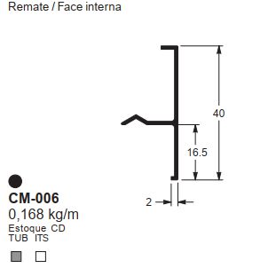 CM-006  1.00 KG POR BARRA 6,00 ML LINHA LS 25 A 90º (SU) ESQUADRIA DE ALUMINIO