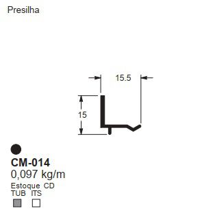 CM-014  0.58 KG POR BARRA 6,00 ML LINHA LS 25 A 90º (SU) ESQUADRIA DE ALUMINIO