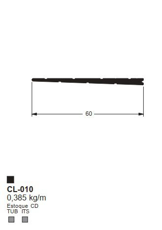 CL-010 2.31 KG POR BARRA 6,00 ML LINHA LS 25 A 90º (SU) ESQUADRIA DE ALUMINIO