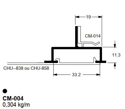 CM-004  1.82 KG POR BARRA 6,00 ML LINHA LS 25 A 90º (GO) ESQUADRIA DE ALUMINIO