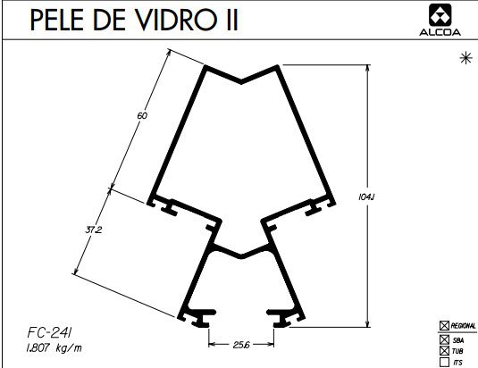 FC-241 10,84 KG NA BARRA 6,00 ML-PELE DE VIDRO FACHADA PV2