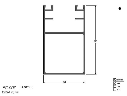 FC-007 12,32 KG BARRA 6,00 ML FACHADA CORTINA