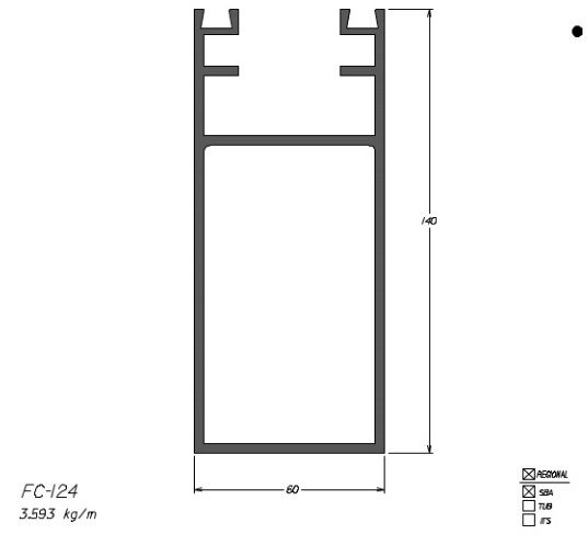 FC-124 21,55 KG BARRA 6,00 ML FACHADA CORTINA