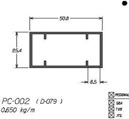 PC-002 3,90 KG BARRA 6,00 ML PORTÃO BASCULANTE E CORRER
