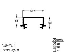 CM-103  1.72 KG POR BARRA 6,00 ML LINHA CONTRAMARCO ESQUADRIA DE ALUMINIO