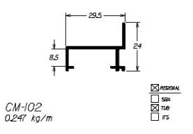 CM-102  1.48 KG POR BARRA 6,00 ML LINHA CONTRAMARCO ESQUADRIA DE ALUMINIO