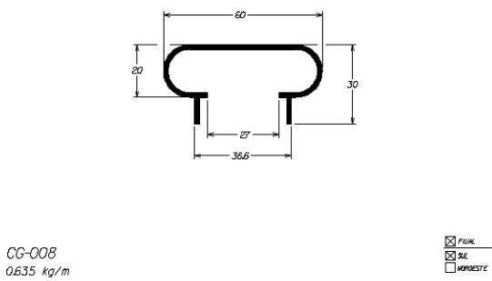 CG-008  3,69 KG BARRA 6,00 ML ESQUADRIA DE ALUMINIO