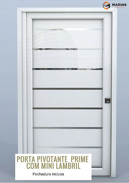 PORTA PIVOTANTE PRIME DE ALUMINIO COM LAMBRIL E FRISO CROMADO PARA ENTRADA DE RESIDENCIA FACIL MONTAGEM