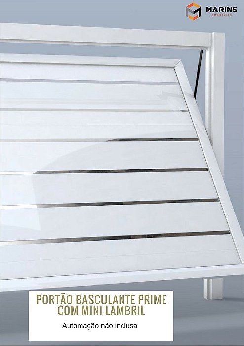 PORTÃO BASCULANTE DE ALUMINIO PRIME LAMBRIL DUPLO COM FRISO CROMADO
