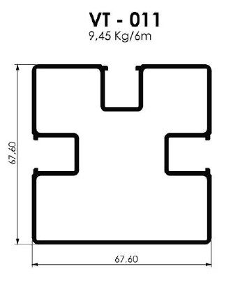 VT-011-PERFIL QUADRADO DE 70 MM DE DIAMETRO PARA MURO DE VIDRO 9,45 KG BARRA 6,00 ML
