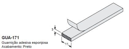 GUA-171-ESPUMA ADESIVA EM PVC PRETA 11 X 3mm(ROLO 20 MTS)