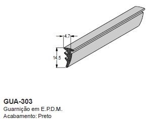 GUA-303-GUARNICAO P/ VIDRO DUPLO 17MM - LG III(ROLO 50 MTS)