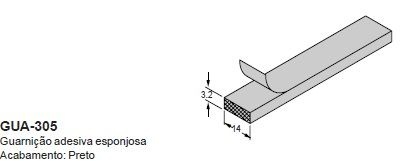 GUA-305-ESPUMA ADESIVA EM EVA PRETA 14 X 3mm(ROLO 20 MTS)