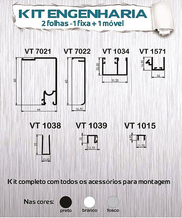 KIT ENGENHARIA 8 MM JANELA  C/ BATE/FECHA