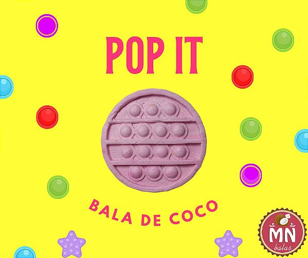 Kit com 50 balas de coco do Pop it