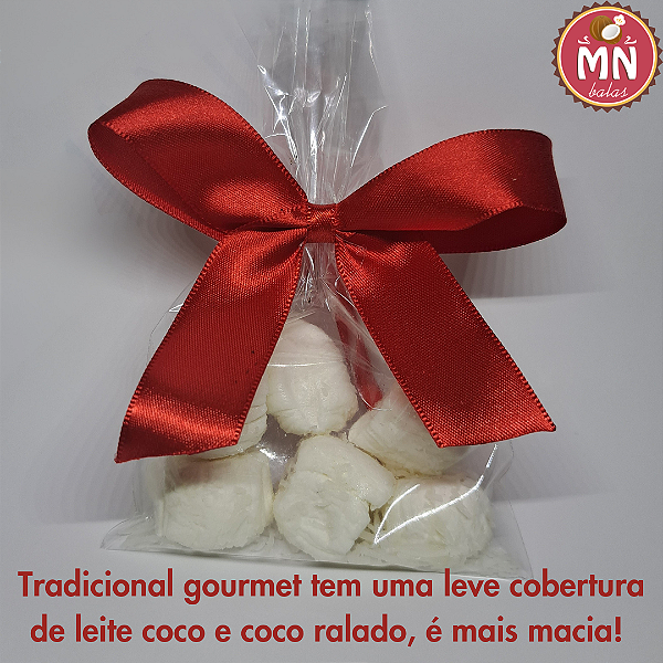 Kit 25 Saquinhos com 6 balas gourmets tradicionais brancas sem recheio