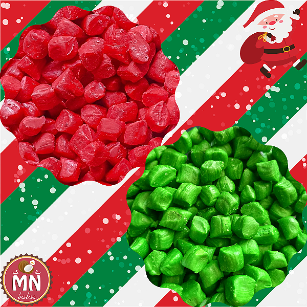 Pote de 750 ml com 150 mini balas tradicionais nas cores vermelha e verde natal EDIÇÃO LIMITADA