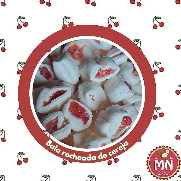 100 g tradicional recheada de cereja com 15 a 20 balas
