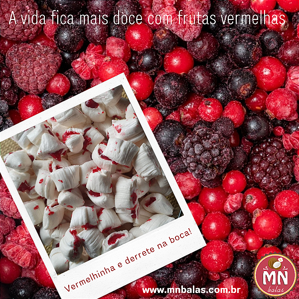 100 g tradicional recheada de frutas vermelhas com 15 a 20 balas no tamanho normal