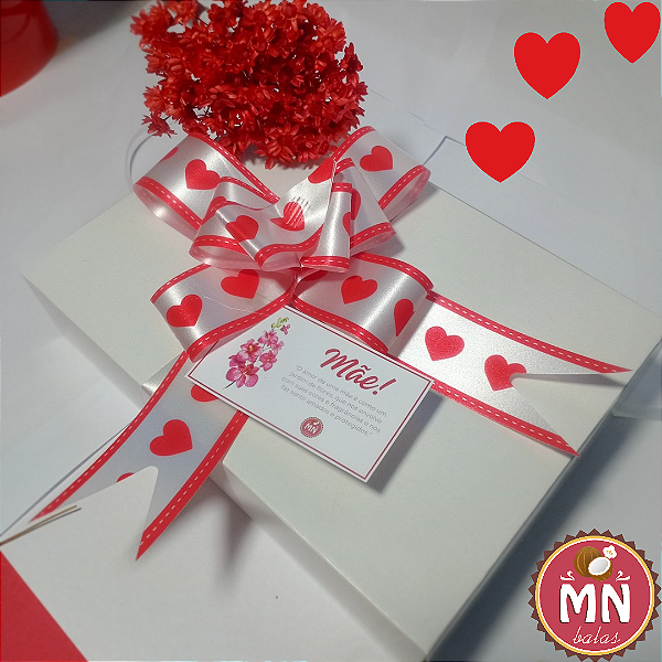 Unidade da caixa laço perfeito Dia das Mães com 25 balas de coco tradicionais sem recheio