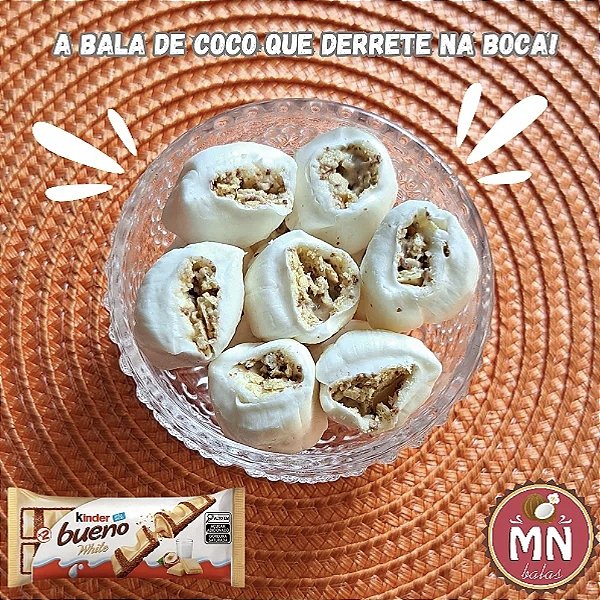 100 g tradicional recheada de kinder Bueno com 15 a 20 balas no tamanho normal